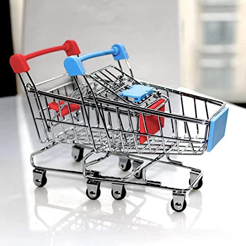 Mini Shopping Cart，Supermarket Handcart Mini Shopping Cart Mini Supermarket Storage Toy Decorative Ornaments For Storage Toys (Red) #TOP4