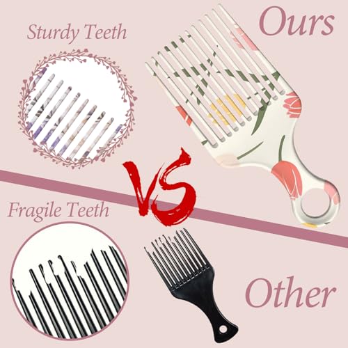 2 Peines Afro Pick para Cabello Rizado Largo y Grueso miniatura 4