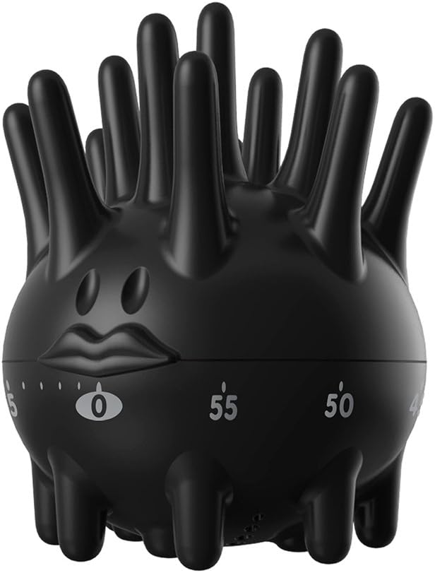 Black Sea Urchin Kitchen Timer - 60 minutes Mechanical Cooking Timer - Cute Kitchen Timer, Small Manual Mechanical Animal Cook Timer for Cooking - by TrueFun (Black)