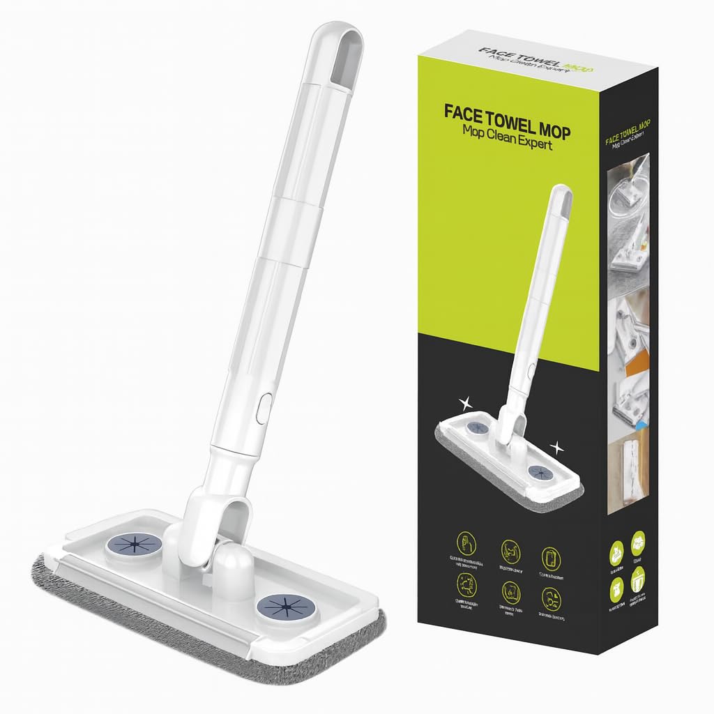 MOJEGA Mini Microfiber Flat Mop for Floor, Wall & Window Cleaning | 360° Rotating Head, Adjustable Handle, Reusable Washable Pads | Tile, Glass, Marble, Bathroom & Kitchen Cleaner