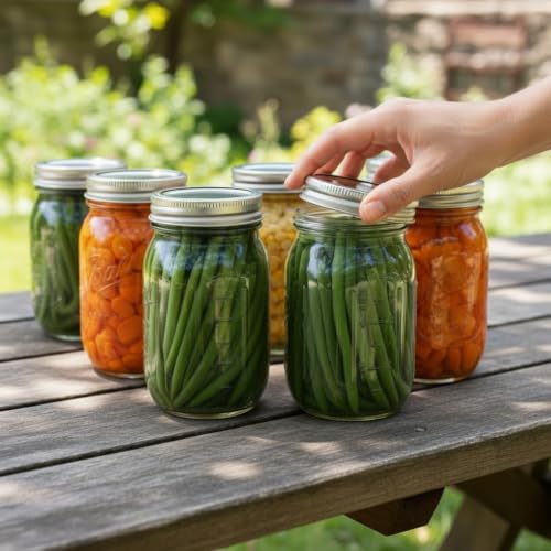 Image of STAR WORK- 500 ml Ball Regular Mouth Mason Jars Airtight lids and Bands. For Canning, Fermenting, Pickling - Store & Decor (5) Container