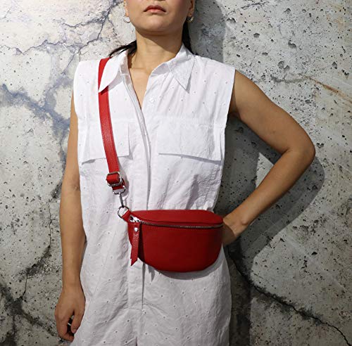 SH Leder ® Prawdziwa skóra, nerka damska męska, unisex, torba na talię na festiwal, torba na talię, mała torba crossbody damska, skórzana torba 23 x 12 cm, AVA G292, BRONS, 23 x 12,50 x 7 cm, Brąz, 23