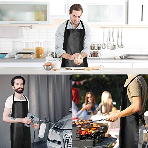 2 Pack Waterproof Rubber Vinyl Apron 40" Heavy Duty Chemical Work Apron Durable with Adjustable Bib Apron for Dishwashing