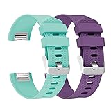 For Fitbit Charge 2 Bands,Classic Replacement Band Accessories Adjustable Strap For Fitbit Charge2 Wristbands Large Small (Purple+Green, One Size 6.0