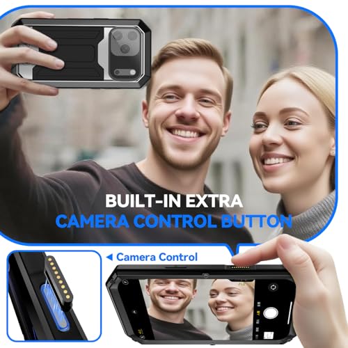 FunnyWin Compatible with iPhone 17 Pro Metal Case with Camera Cover Stand Built in Gorilla Glass Full Body Hybrid Military Heavy Duty Armor Silicone Rugged Phone Cover for Man Woman (Black) by FunnyWin - Image 3