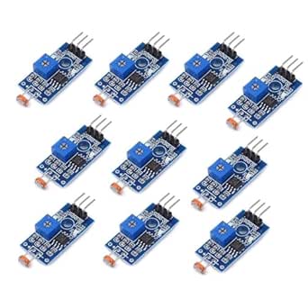 FEIYING Light Dependent Resistor 10PCS 5MM LDR Sensor Blocks 3 Pins ...