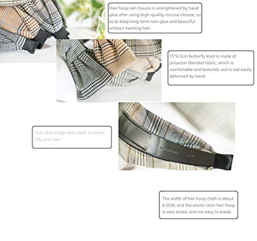3Pcs Fashion Big Bowknot Hair Hoop Women Headband Large Bow Headwraps Hair Band Simple Temperament Houndstooth Hair Headband Lovely Girls Accessories Gift #TOP1