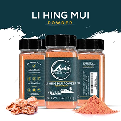 Aloha Right Now Authentic Li Hing Mui Powder 7 Oz Shaker (1 Ea) & 6 Oz Bag (1Ea) For Flavoring Fruits, Candy, & Cocktail Drinks - Sweet, Sour & Salted Dried Plum Powder - Asian Hawaiian Snacks #TOP1
