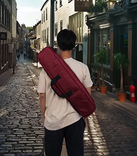 Geek Ewi Soft Bag Clarinet Flute Soprano Saxophone Case Internal Buffer Length 29.9In/76Cm With Padded Handle Carrying And Shoulder Strap For Akai Ewi 4000S 5000 (Red&Single Shoulder Strap) #TOP7