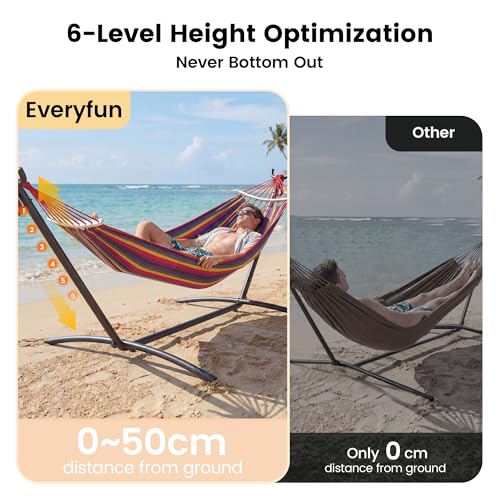 Everyfun Double Hammock with Stand for 2 Person, 600 lb Capacity, Rainbow - $49.50 AC - image 5