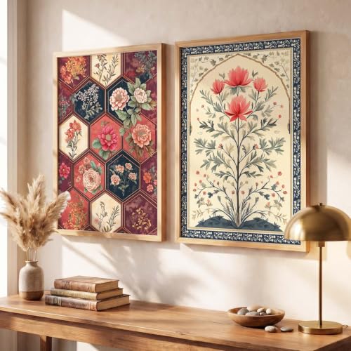 Image of kotart - Indian Wall Art Home Decor Frames Framed Wall Painting for Home Room Bedroom Office Wall Decor Wall Paintings For Home Decoration Pichwai Art Painting for Wall Decoration Wall Poster With frames Traditional Indian Wall Art Madhubani Paintings for Living Room set of 2 (Art 8, (19x25 inch), Framed)
