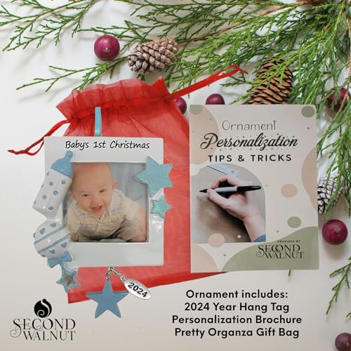 Second Walnut Baby Boy Ornament - Baby'S First Christmas Photo Frame Hanging Ornament Blue thumb #2
