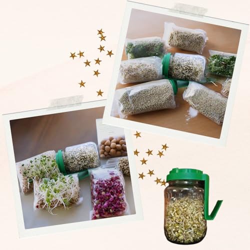 Image of Hygienic Transparent Greengrow Glass Sprout Maker Jar with 40 E Recipe Book, BPA-Free with 300-Hole Mesh Lid for Airflow, Odor-Free, sprout maker For Living Healthy Life - 720ml