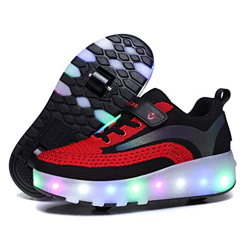 Aizeroth-UK Luces LED Coloridos Parpadeante Zapatos de Skate Sola Ronda Zapatillas Calzado Deportes de Exterior Neutra Cordones Gimnástico Sneakers para Niñas Niño Pequeños Cover