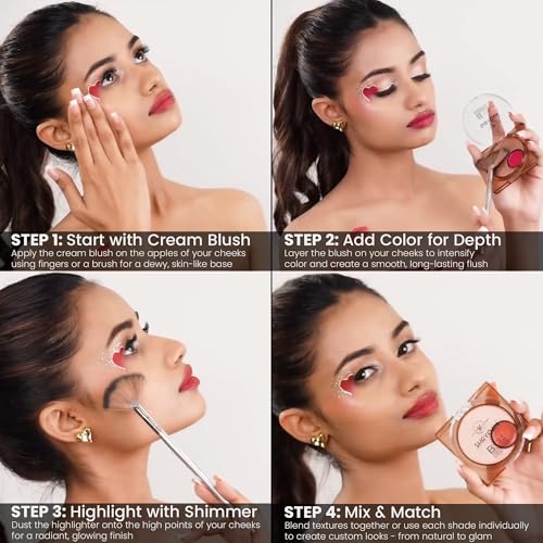 Image of SShryoan Bling & Blush Blusher | 2-in-1 Blusher & Highlighter Duo | Long-Lasting, Blendable | 6 Shades -Karma