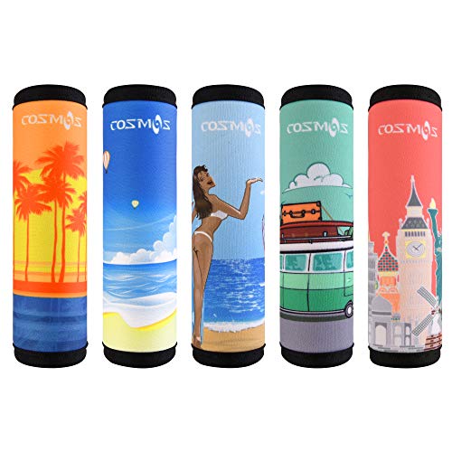 CM Pack of 5 Neoprene Luggage Handle Wrap Handle Grip Luggage Identifier for Travel Bag Luggage Suitcase (Summer Patterns - SUN (5 Pcs))