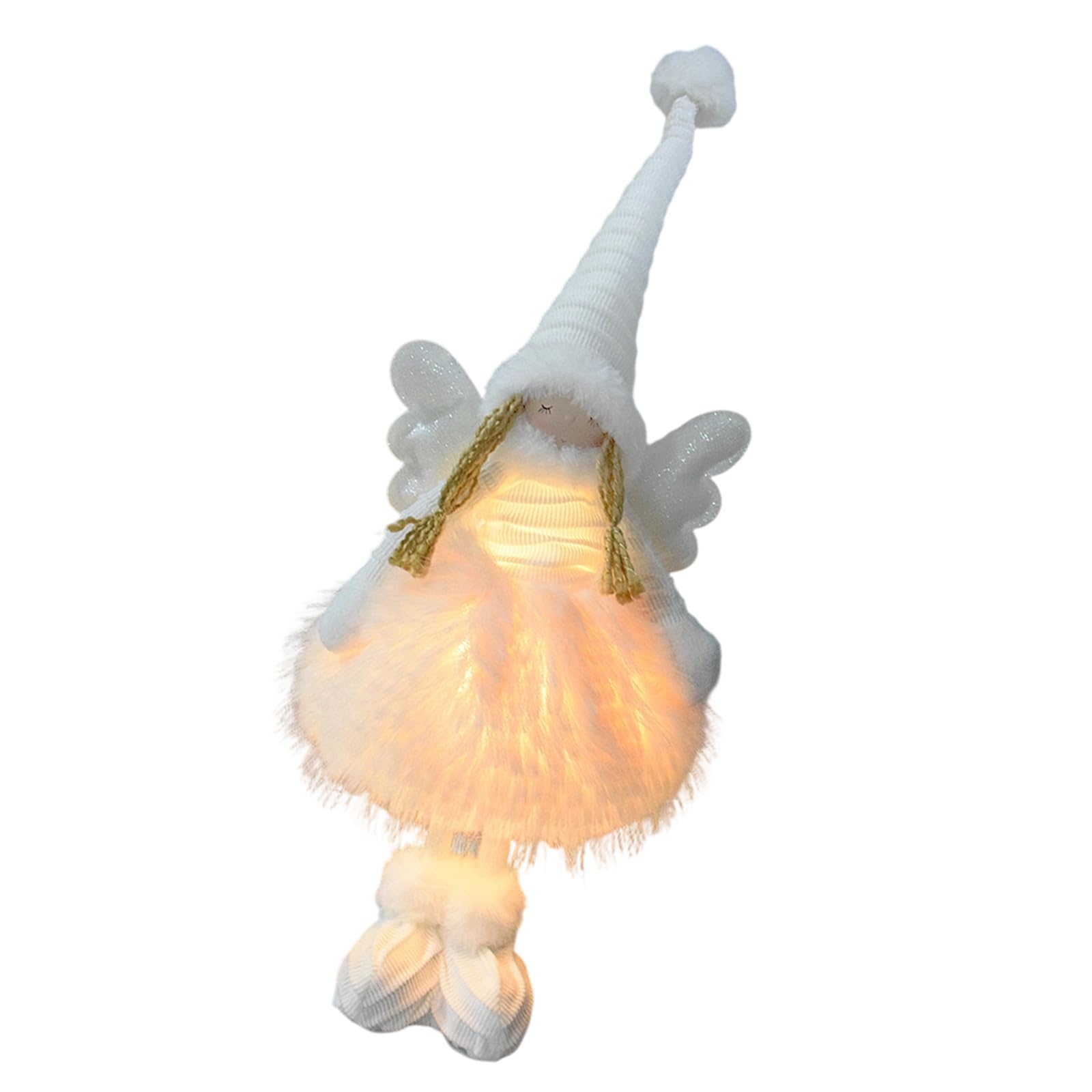 Jazuaiao Christmas Themed Lighted Ornament Warm Angelic Sculpture Holiday Table Centerpiece for Family Gathering Festival Tabletop Angelic Statue with Lights