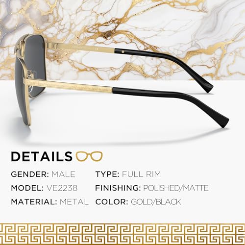 VERSACE VE2238 MEDUSA RECTANGLE Shape Sunglasses with Luxury Eyewear kit3