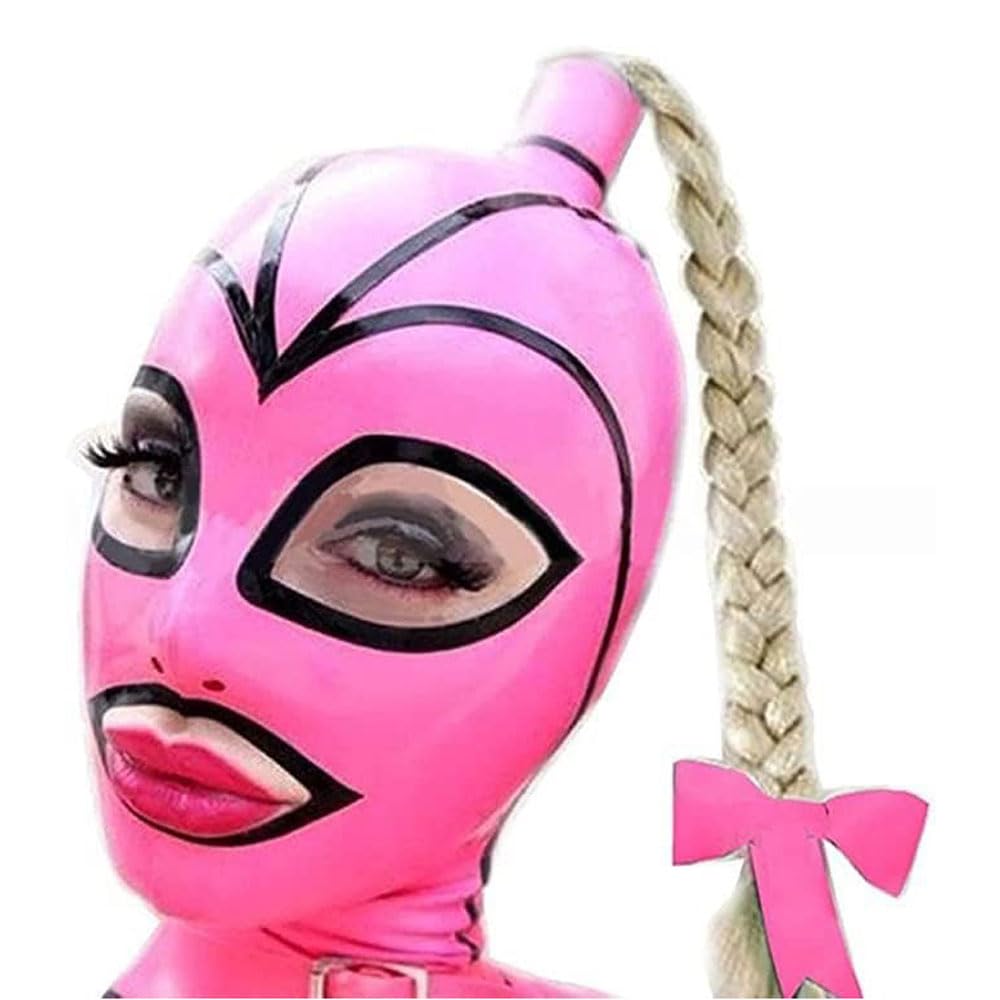 Latex Pferdeschwanz Maske Bondage Masken Frau Maskerade Maske Fetisch Sex Maske Extreme Halloween Maske Sex Kopfbedeckung Dame Party Maske SM Sex Spielzeug