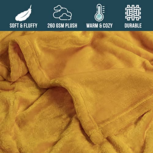 Pavilia Fleece Blanket Throw | Super Soft, Plush, Luxury Flannel Throw | Lightweight Microfiber Blanket For Sofa Couch Bed (Mustard Yellow, 50X60 Inches) #TOP3