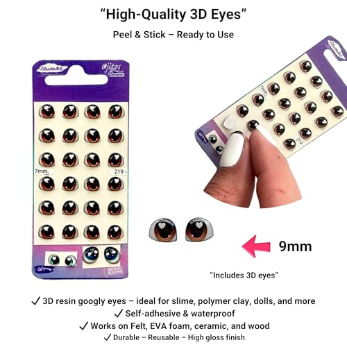 Image of 3D Resin Doll Eyes - 7mm Self-Adhesive Craft Eyes (24 pcs / 12 Pairs) - Realistic Cabochon Eyes for Amigurumi, Dolls, Polymer Clay, Cold Porcelain, Felt & DIY Crafts (Dark Brown)