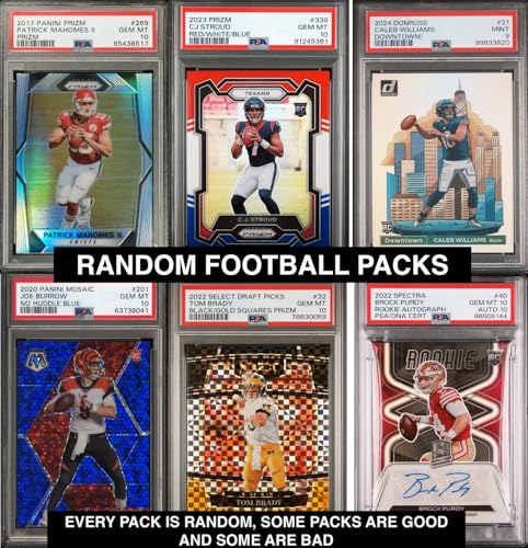 Football Hot Packs - 15 Cards - 6 Rookies - Look for Autographs - Graded