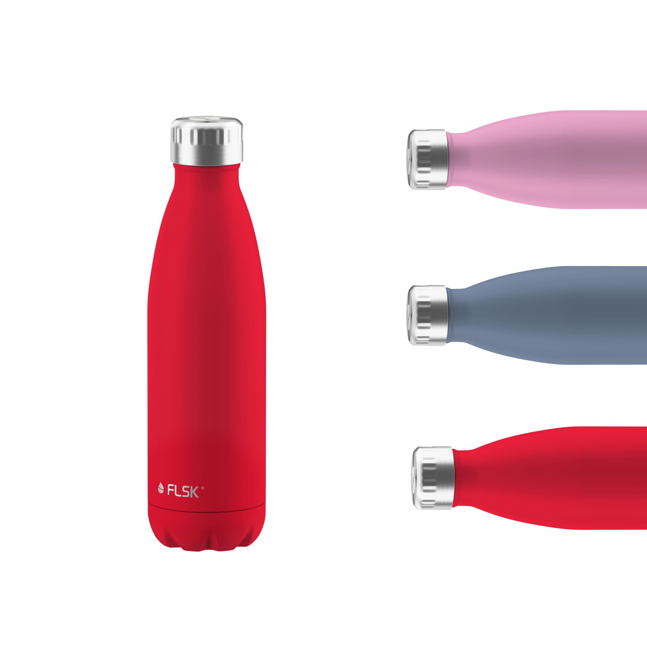 FLSK Trinkflasche – Premium Edelstahl Thermosflasche – 100 % auslaufsicher & kohlensäuregeeignet – hält 24 h kalt & 18 h heiß – BPA-frei (red, 750 ml)