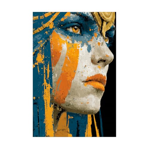 Tableau femme africaine en toile pour sublimer votre déco de salon moderne en jaune 70x100