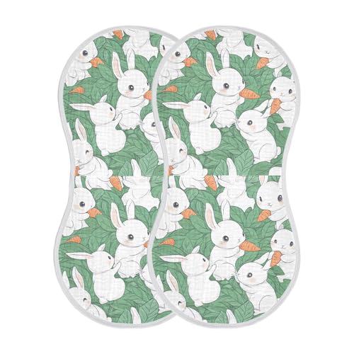 xigua Kawaii Rabbits Baby Burp Cloths for Newborn Boys and Girls 4 Pack, Soft & Absorbent Cotton Baby Burp Cloth, Baby Washcloths, Newborn Towel, Burp Rags2