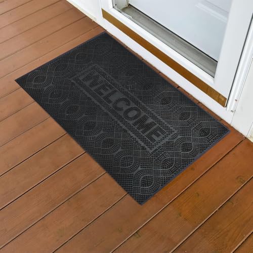 STARNSTYLE Rubber Modern Anti Slip Door Mat Easy Clean Entry Way Welcome Doormat, Floor Mat, Rug Black, 40 x 60 cm Rectangular (B0CQ2LHTV3) Amazon Price History, Amazon Price Tracker