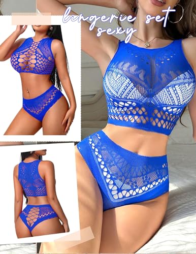 Image of Avidlove Womens Fishnet Lingerie for Women Sexy Two Piece Lingerie Set Stripper Outfit