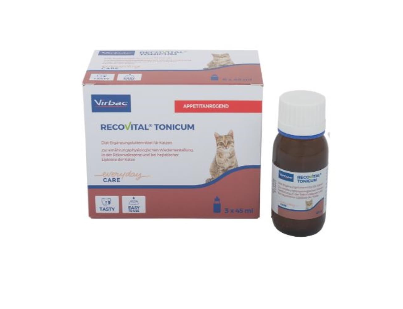 Virbac RecoVital Tonicum Gato | 3 x 45 ml | Suplemento alimenticio líquido para Gatos | para la recuperación nutricional y la convalecencia