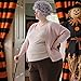 Mizelu 4 Pcs Halloween Fat Old Lady Costume, Fake Belly and Chest Fat Suit Includes Granny Wig Cap Glasses Pearl Necklace for Halloween Christmas Funny Cosplay Dress Up Party Stage Performance