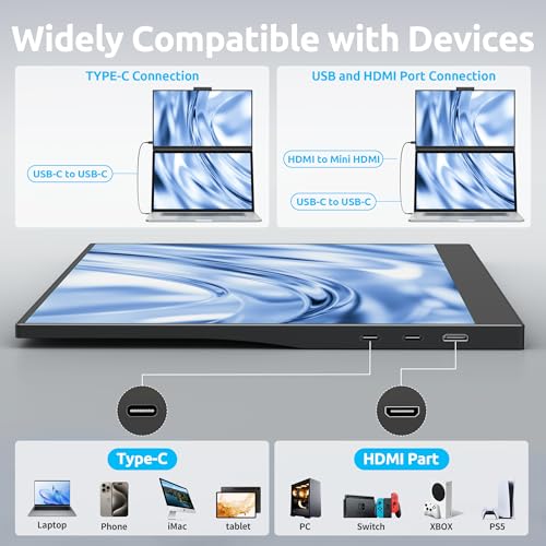 Image of MagicRaven Portable Monitor, 15.6 inch 1080P FHD Laptop Monitor USB C /HDMI Computer Display HDR with Adjustable Stand, Travel Monitor for Laptop PC Mac Phone Xbox Switch PS5 Table