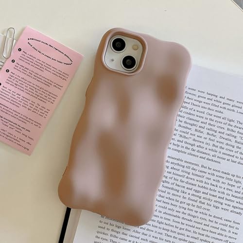 Coque iPhone 13 / 14 Pro Max rose mat design ondulation créatif pour le quotidien