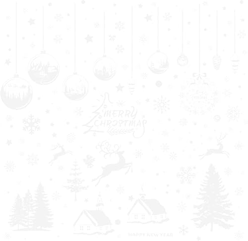 Casa de nieve Navidad colgante bola pegatinas de vidrio Arreglo de ventana de copo de nieve pegatinas de alce pegatinas de ventana pegatinas de