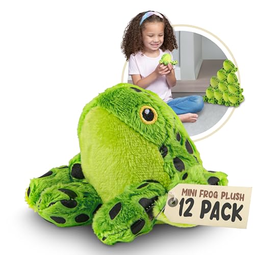 Forest & Twelfth APMM-ASST Mini Green Frog Plush Toys, 12 Pk Frog Stuffed Animal Toy, Stuffed Frog For Girls & Boys, Frog Plushie Figures cover