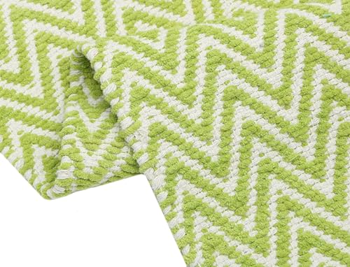 Image of THE HOME TALK Set of 2 Cotton Chenille Bath Rug | Area Rug for Spa, Vanity Shower, Kitchen & Living Room | Water Absorbent Linens | Warm & Soft Carpets | Bathroom Accessories (40x60 cm, Green)
