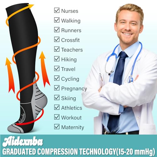 Image of 3 Pairs Compression Socks for Women and Men 15-20mmHg-Circulation Support Socks- Best for Medical,Running,Athletic