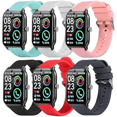 TenCloud 6Pack Bands Compatible with Fitpolo Smart Watch IDW13, 22mm Soft Silicone Sport Band Strap intended for Fitpolo IDW13 Smartwatch Cover