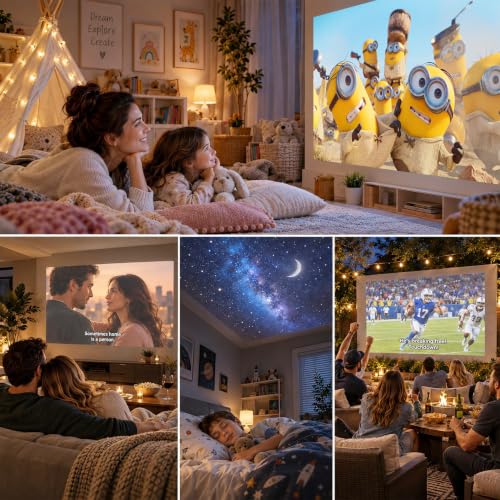 【Officially Netflix & YouTube Built in】Smart Mini Projector with WiFi and Bluetooth, VOPLLS Native 1080P Auto Focus & Keystone Ultra-Thin Portable Movie Projector with 360° Stand for Bedroom/Outdoor - image 7