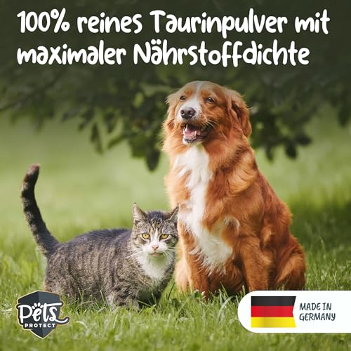 Pets Protect 100% reines TAURIN-Pulver für Katzen & Hunde 150 g | Gesunderhaltung Netzhaut & Organfunktion | Immunsystem & Stoffwechsel | Stärkung von Herzkreislaufsystem | Deutsche Herstellung