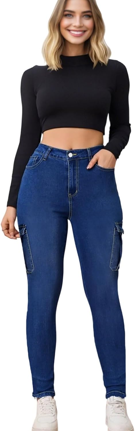 Skinny Jeans for Women Plus Size Stretch High Waisted Jean Jeggings for Women Curvy Fit Ankle Length Denim Pants