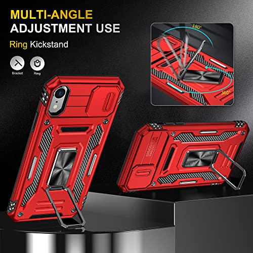 Yslbwle For Iphone X Case/Iphone Xs Case With Kickstand With Camera Cover,Military-Grade Protection,Metal Ring Kickstand,Bumper Iphone X/Xs Case,Red 5-Ipxs-02 #TOP3