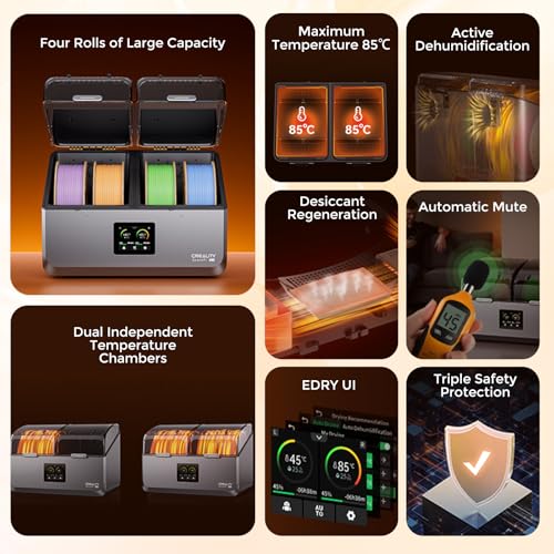 Image of Creality Space Pi X4 Filament Dryer, 4 Spools 3D Printer Filament Dryer Box with Dual PTC Heating, Filament Dehydrator Storage Box for 1.75 /2.85mm PLA PETG ABS Nylon PA TPU
