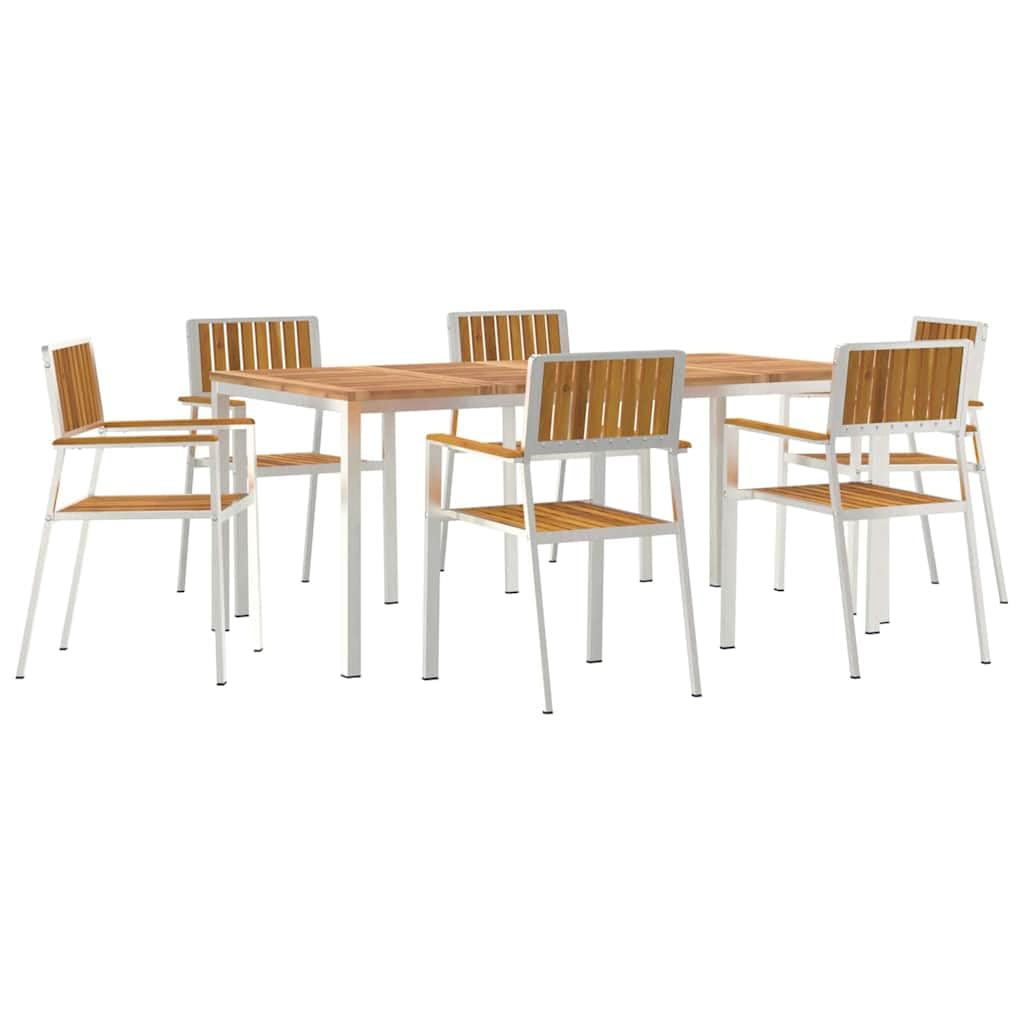 Table de jardin pliable en bois d'acacia massif, 180 x 90 x 75 cm, avec 6 chaises, robuste, résistante aux intempéries, pour jardin, terrasse, balcon