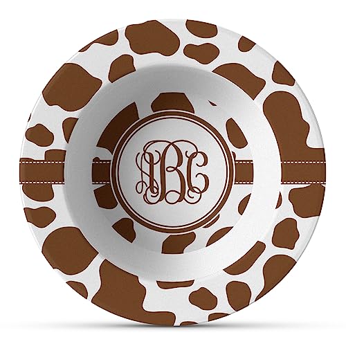 Personalized Cow Print Plastic Bowl - Microwave Safe - Composite Polymer