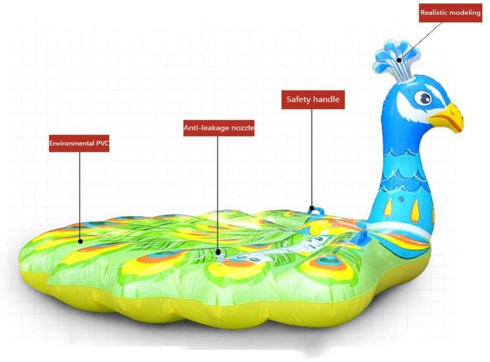 Pelotón Flotante de Pavo Real Inflable, Flotador Inflable de Piscina 76 ", Flotador de Piscina de Cama Flotante para Adultos, Juguete de Fiesta de Playa de Verano
