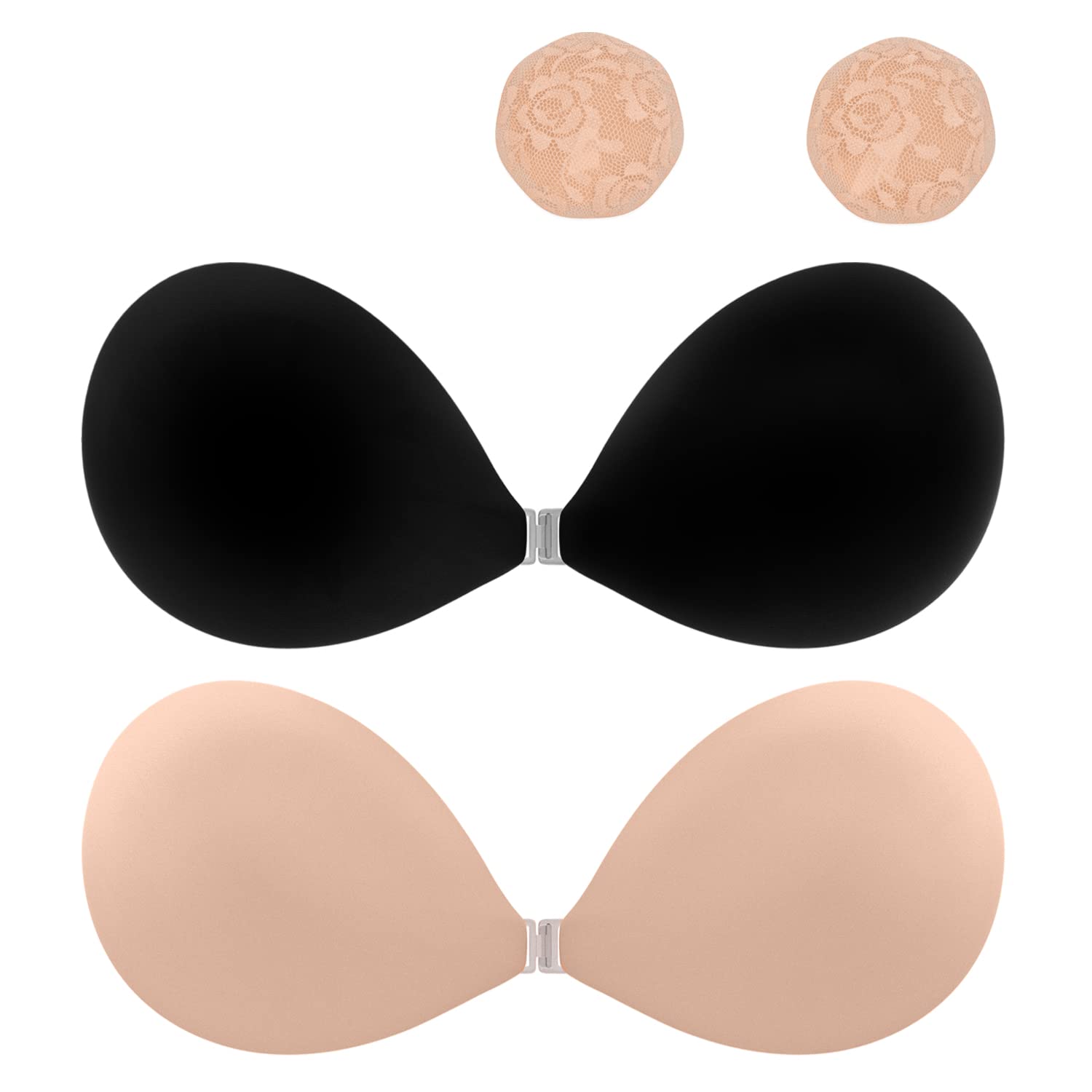 AwantAdhesive Bra Strapless Sticky Push Up Backless Adhesive Invisible Silicone Bras for Women with Nipple Covers Sticky Boobs for Backless Dress