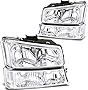 oEdRo Headlight Assembly Replacement for 03-06 Chevy Silverado 1500 2500 3500 1500HD 2500HD/03-06 Avalanche 1500 2500/07 Silverado 1500 1500HD 2500HD 3500 Classic, Headlamp with Chrome Housing